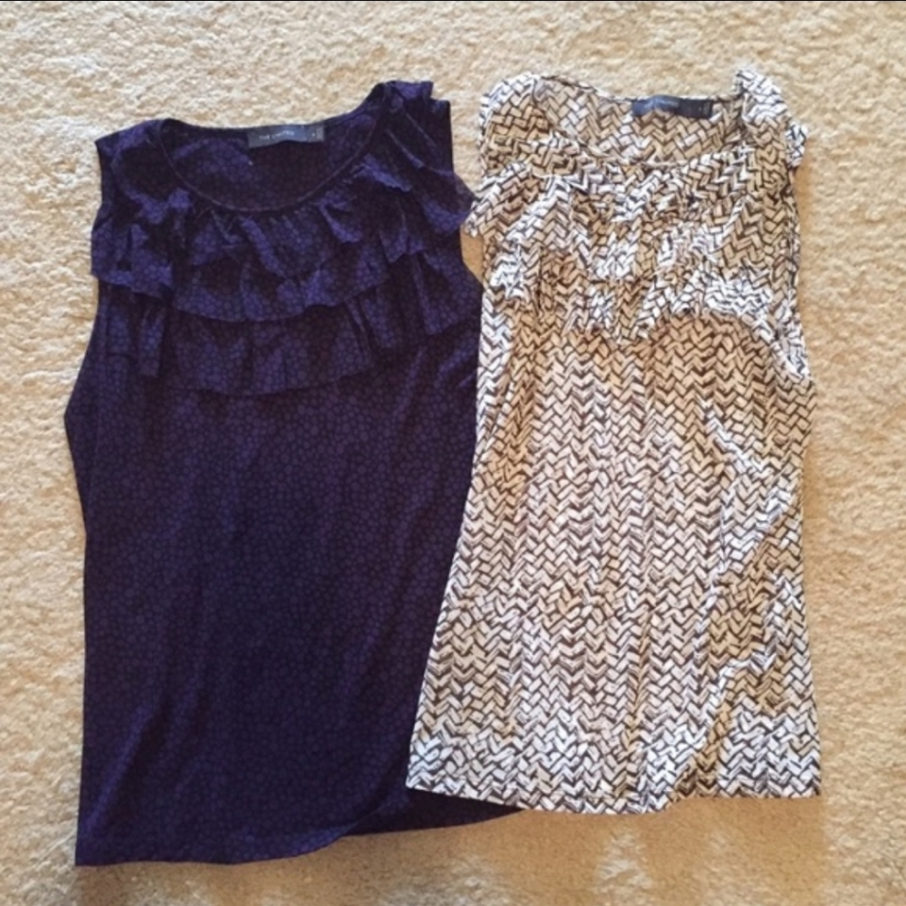 The Limited Ruffle Neckline Tops - Set Of Two